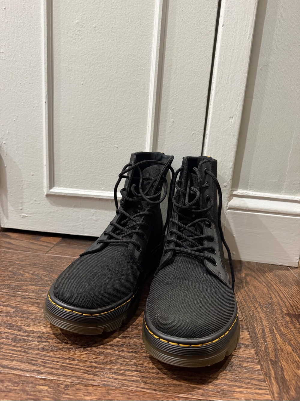 Men's Black Lace-Up Canvas Combs Boot